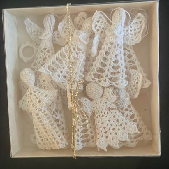 Set Of 10 Crocheted Starched Christmas ornament 3D Angels - Picture 3 of 6